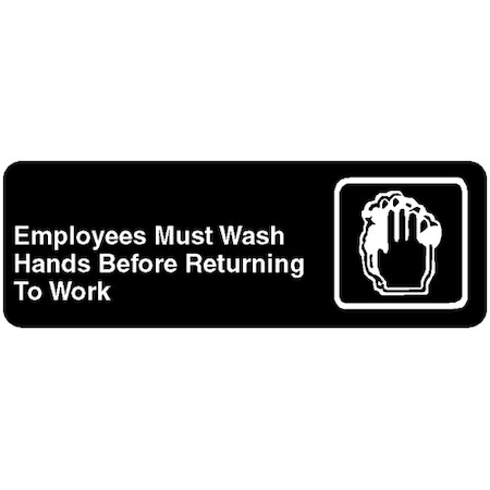 Vollrath Sign, Wash Hands , Black, 3X9" 4530(QUOTE)